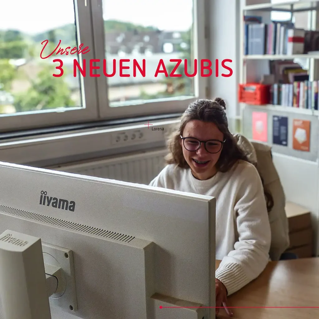 L'apprentie Lorena à son poste de travail chez BasseDruck, image d'ouverture de l'article sur les trois nouveaux apprentis